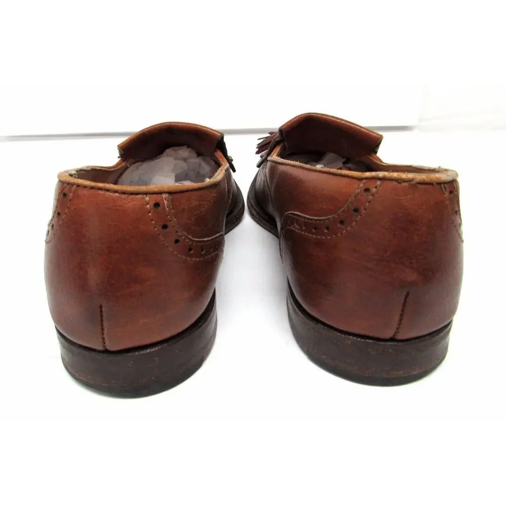 Cole Haan 9.5 d brown leather loafers with tassles shoes dress wing tip